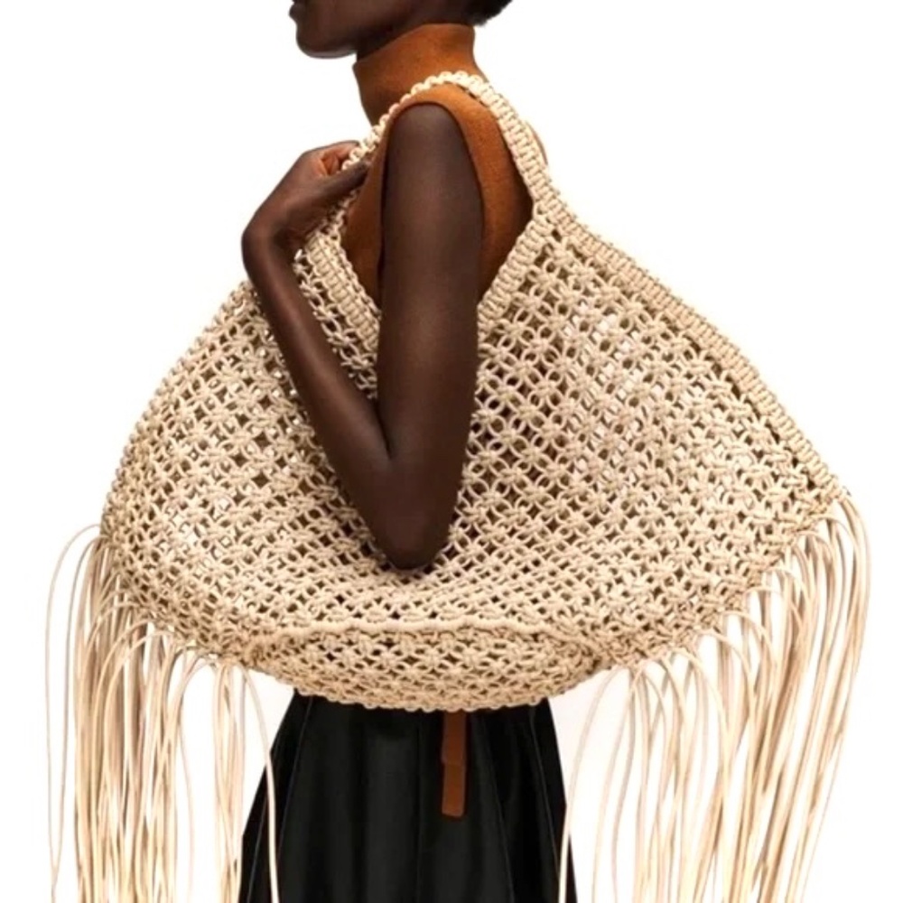 Yuzefi Large Woven Fringe Vegan Leather Tote Bag - Picture 6 of 16